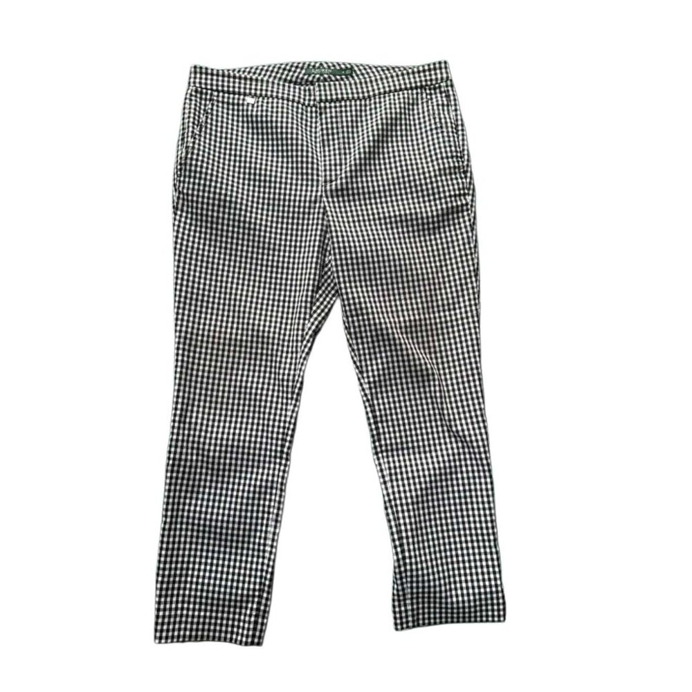 Lauren Ralph Lauren Black White Gingham Slim Ankle Pants Women’s 12